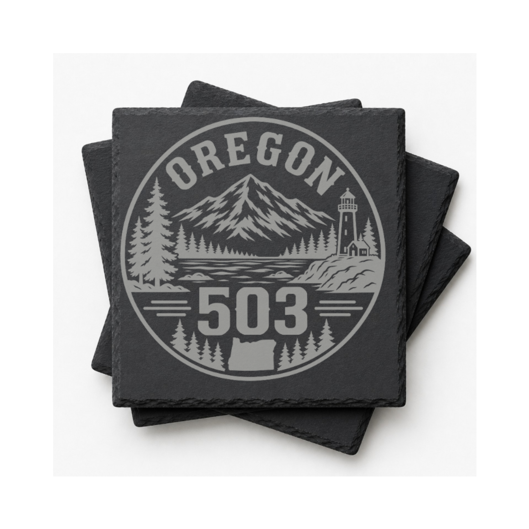 Oregon Area Code Slate Coasters | 503 971 541 458 Oregon Gift | Engraved Rustic Stone Coaster | Pacific Northwest Cabin Decor — Dandelion Design Co. — SlateStudioMedia:gallery:18 — 0104-OAGN_oregon_area_code_slate_coasters_503_971_541_458_oregon_gift_engraved_rustic_stone_coaster_pacific_northwest_cabin_decor_24_D04_square_stack.png