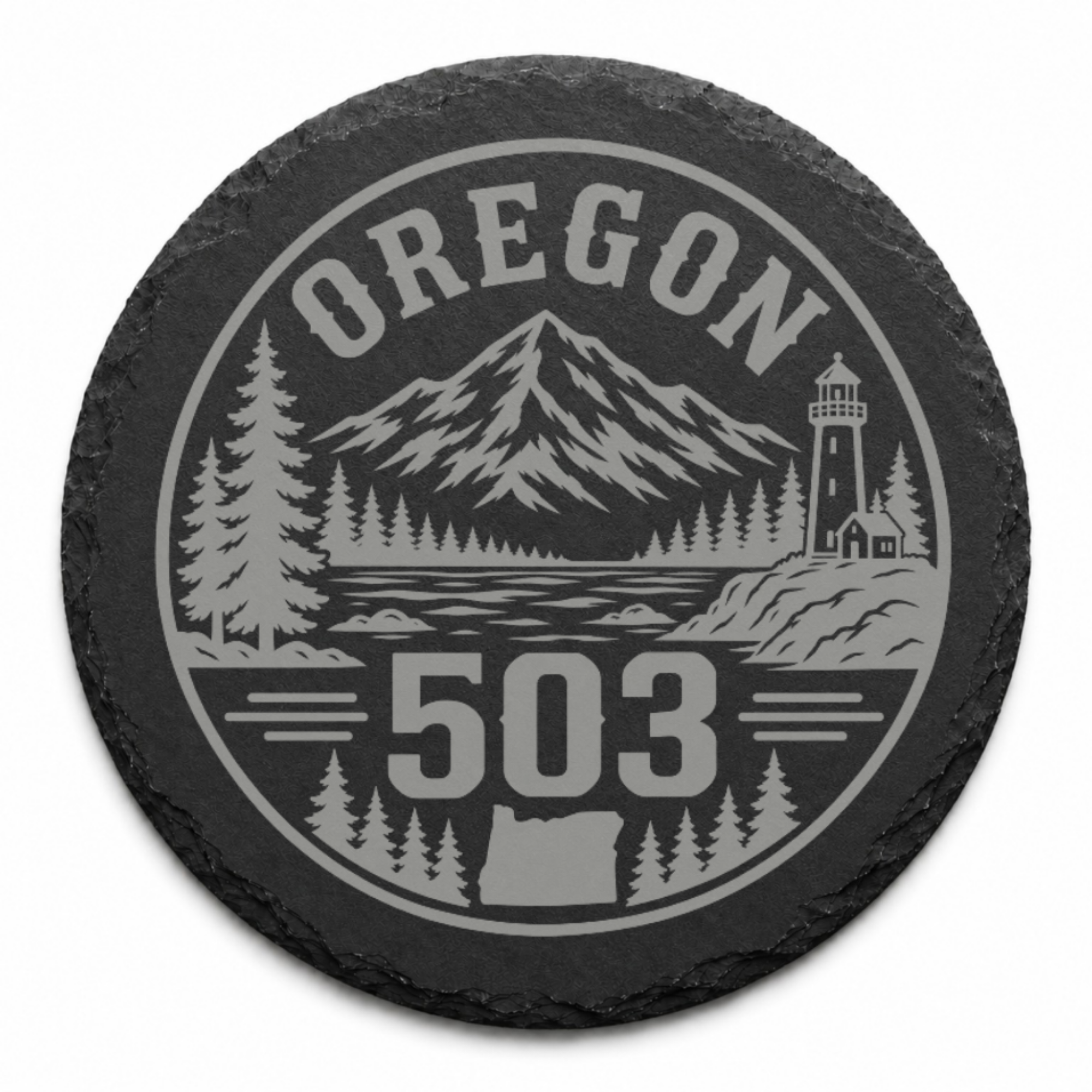 Oregon Area Code Slate Coasters | 503 971 541 458 Oregon Gift | Engraved Rustic Stone Coaster | Pacific Northwest Cabin Decor — Dandelion Design Co. — SlateStudioMedia:design%3A4%3Ashape%3Around:9 — 0104-OAGN_oregon_area_code_slate_coasters_503_971_541_458_oregon_gift_engraved_rustic_stone_coaster_pacific_northwest_cabin_decor_26_D04_round_main.png