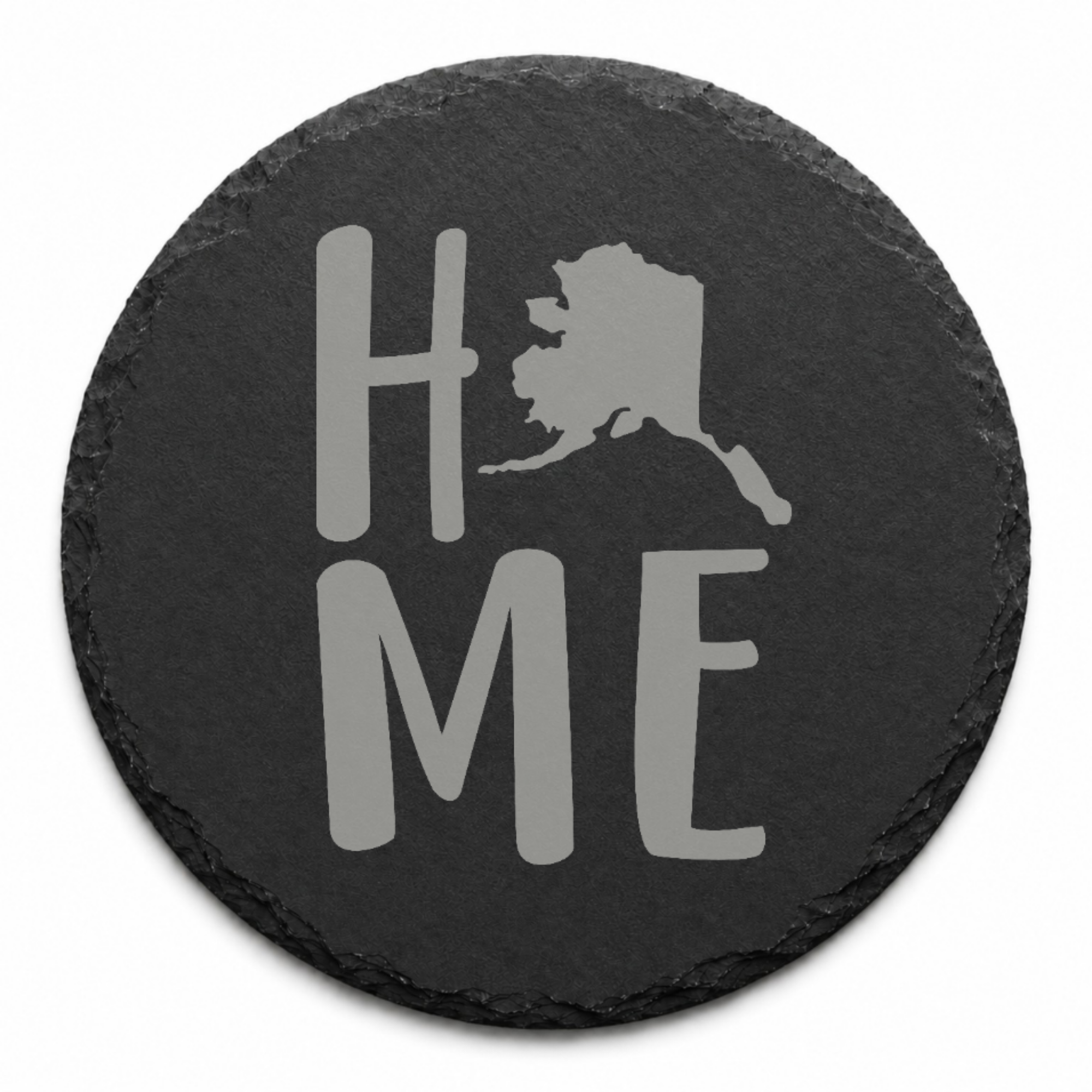 Alaska Slate Coasters 4x4 Laser Engraved Stone Drink Coasters Alaska Home Décor Last Frontier Established 1959 Gift — Dandelion Design Co. — SlateStudioMedia:design%3A1%3Ashape%3Around:5 — 0105-ASGN_alaska_slate_coasters_4x4_laser_engraved_stone_drink_coasters_alaska_home_d_cor_last_frontier_established_1959_gift_04_round_main.png