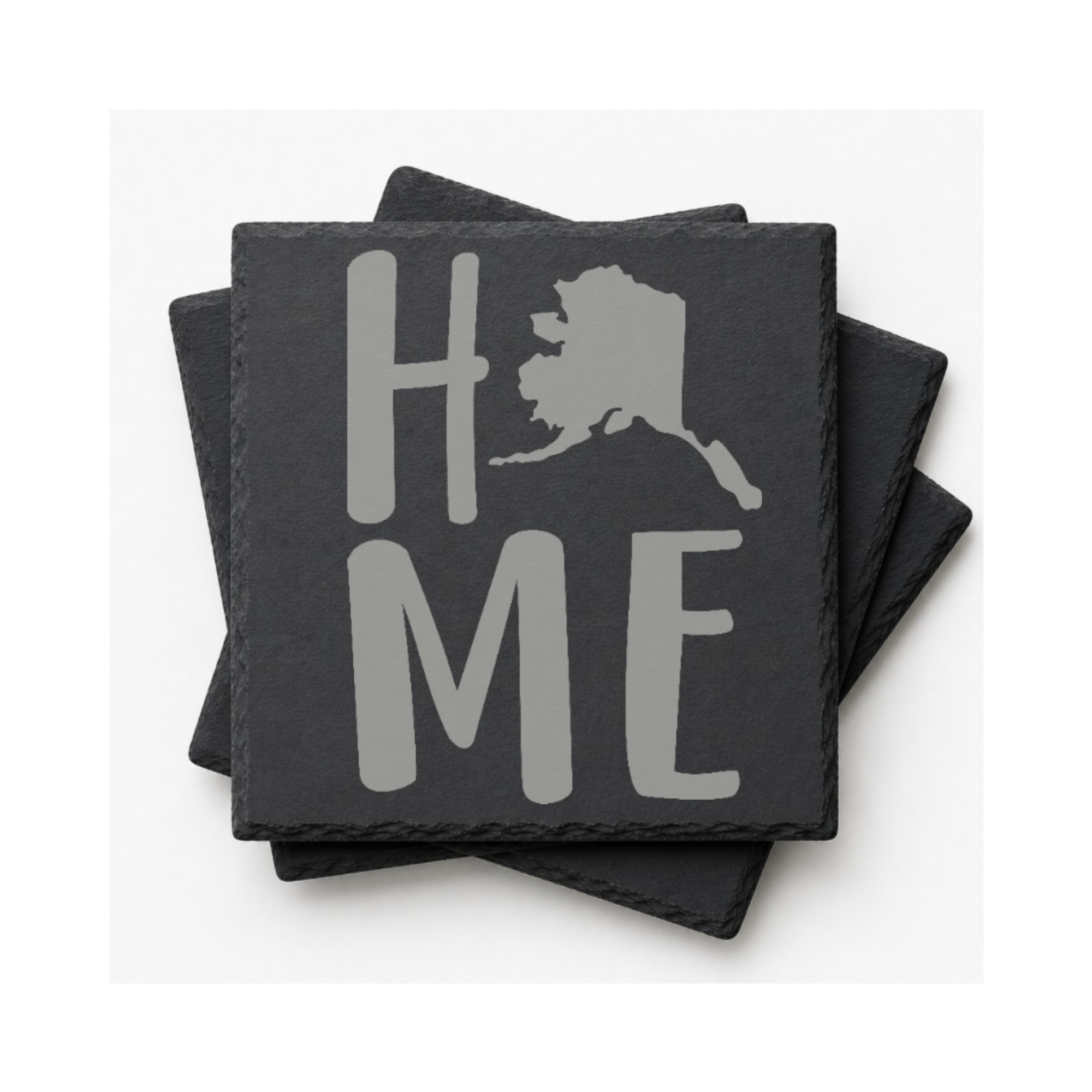 Alaska Slate Coasters 4x4 Laser Engraved Stone Drink Coasters Alaska Home Décor Last Frontier Established 1959 Gift — Dandelion Design Co. — SlateStudioMedia:gallery:10 — 0105-ASGN_alaska_slate_coasters_4x4_laser_engraved_stone_drink_coasters_alaska_home_d_cor_last_frontier_established_1959_gift_09_square_stack.png