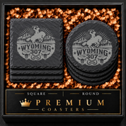 Wyoming 307 Engraved Slate Coaster SetEngraved Slate Coaster Set | Wyoming Cowboys | Drink Coaster | Table Decor — Dandelion Design Co. — SlateStudioMedia:hero:1 — 0105-W3GN_wyoming_307_engraved_slate_coaster_setengraved_slate_coaster_set_wyoming_cowboys_drink_coaster_table_decor_01_square_round_gift_hero.png