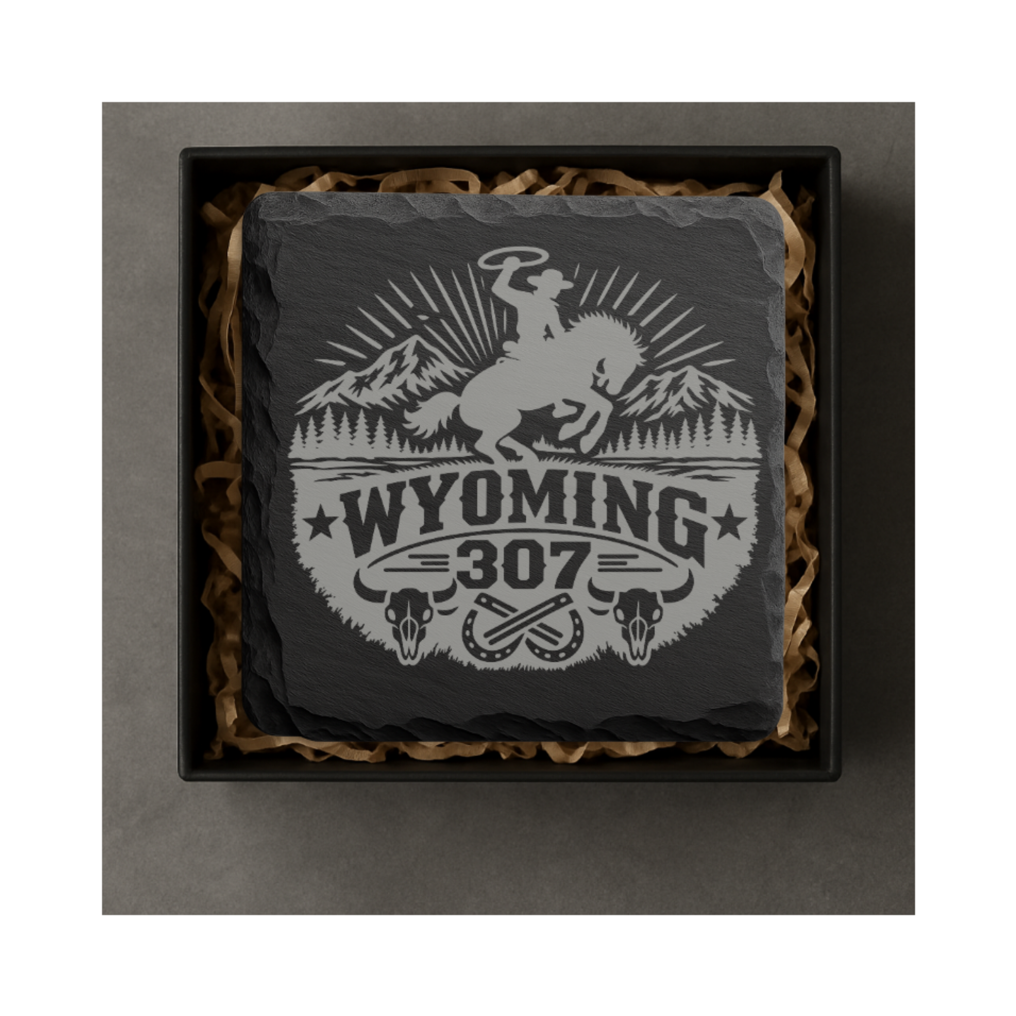 Wyoming 307 Engraved Slate Coaster SetEngraved Slate Coaster Set | Wyoming Cowboys | Drink Coaster | Table Decor — Dandelion Design Co. — SlateStudioMedia:gallery:4 — 0105-W3GN_wyoming_307_engraved_slate_coaster_setengraved_slate_coaster_set_wyoming_cowboys_drink_coaster_table_decor_05_square_gift_box.png