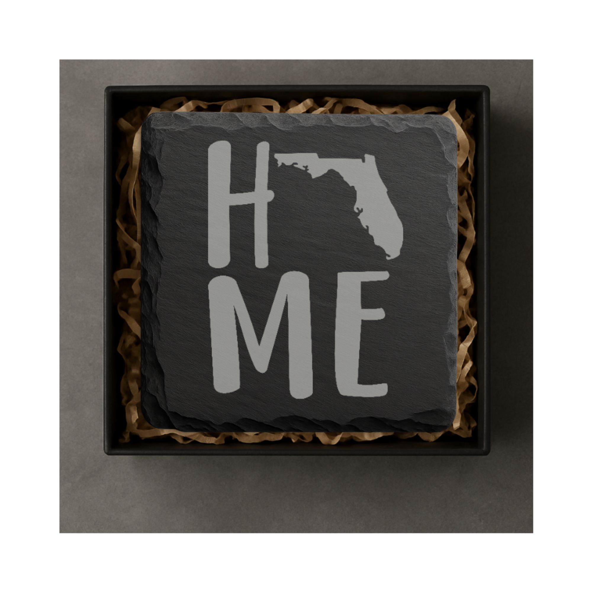 Florida Slate Coasters 4x4 Laser Engraved Stone Drink Coasters Florida Home Décor Sunshine State Established 1845 Gift — Dandelion Design Co. — SlateStudioMedia:gallery:8 — 0106-FSGN_florida_slate_coasters_4x4_laser_engraved_stone_drink_coasters_florida_home_d_cor_sunshine_state_established_1845_gift_05_square_gift_box.png