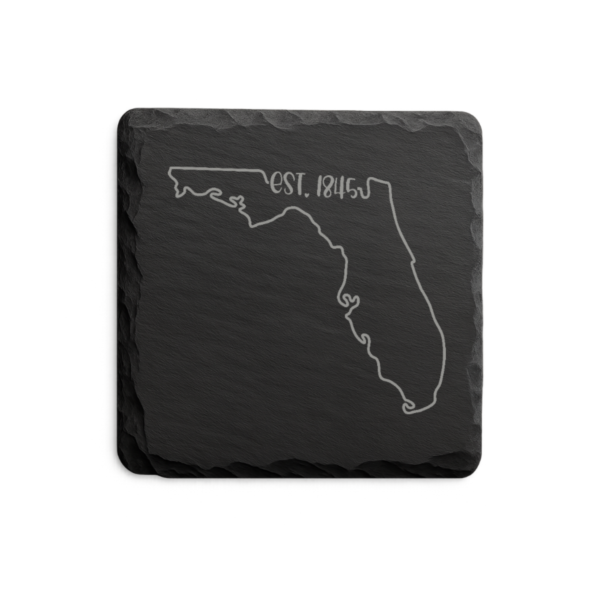 Florida Slate Coasters 4x4 Laser Engraved Stone Drink Coasters Florida Home Décor Sunshine State Established 1845 Gift — Dandelion Design Co. — SlateStudioMedia:design%3A3%3Ashape%3Asquare:4 — 0106-FSGN_florida_slate_coasters_4x4_laser_engraved_stone_drink_coasters_florida_home_d_cor_sunshine_state_established_1845_gift_17_D03_square_main.png
