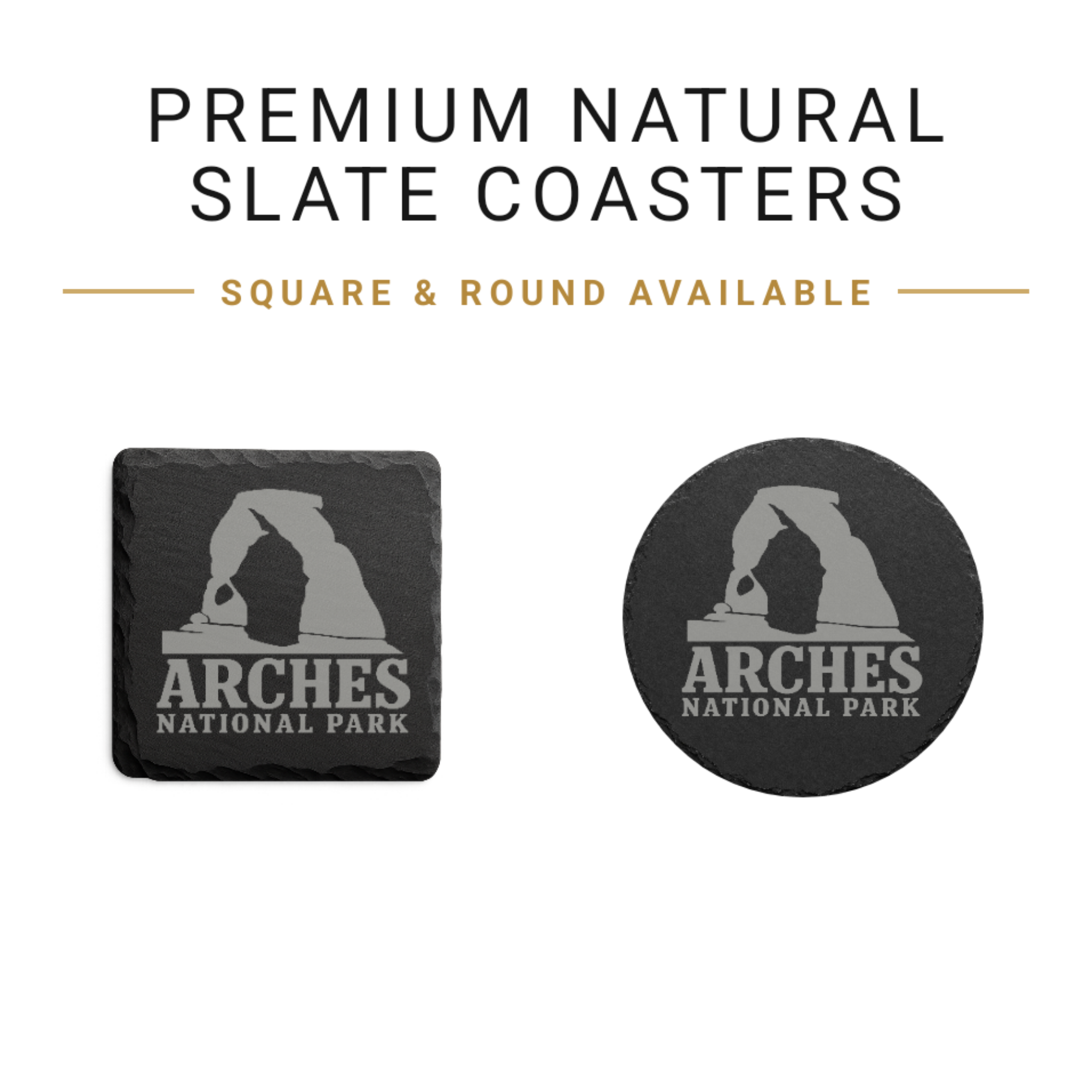 Arches National Park Slate Coaster – Natural Stone Drink Coaster with Trees | Rustic Home Decor | Gift for National Parks — Dandelion Design Co. — SlateStudioMedia:gallery:10 — 0109-ANGN_arches_national_park_slate_coaster_natural_stone_drink_coaster_with_trees_rustic_home_decor_gift_for_national_parks_02_square_round_available.png