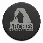 Arches National Park Slate Coaster – Natural Stone Drink Coaster with Trees | Rustic Home Decor | Gift for National Parks — Dandelion Design Co. — SlateStudioMedia:shape%3Around:3 — 0109-ANGN_arches_national_park_slate_coaster_natural_stone_drink_coaster_with_trees_rustic_home_decor_gift_for_national_parks_04_round_main.png