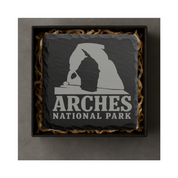 Arches National Park Slate Coaster – Natural Stone Drink Coaster with Trees | Rustic Home Decor | Gift for National Parks — Dandelion Design Co. — SlateStudioMedia:gallery:4 — 0109-ANGN_arches_national_park_slate_coaster_natural_stone_drink_coaster_with_trees_rustic_home_decor_gift_for_national_parks_05_square_gift_box.png