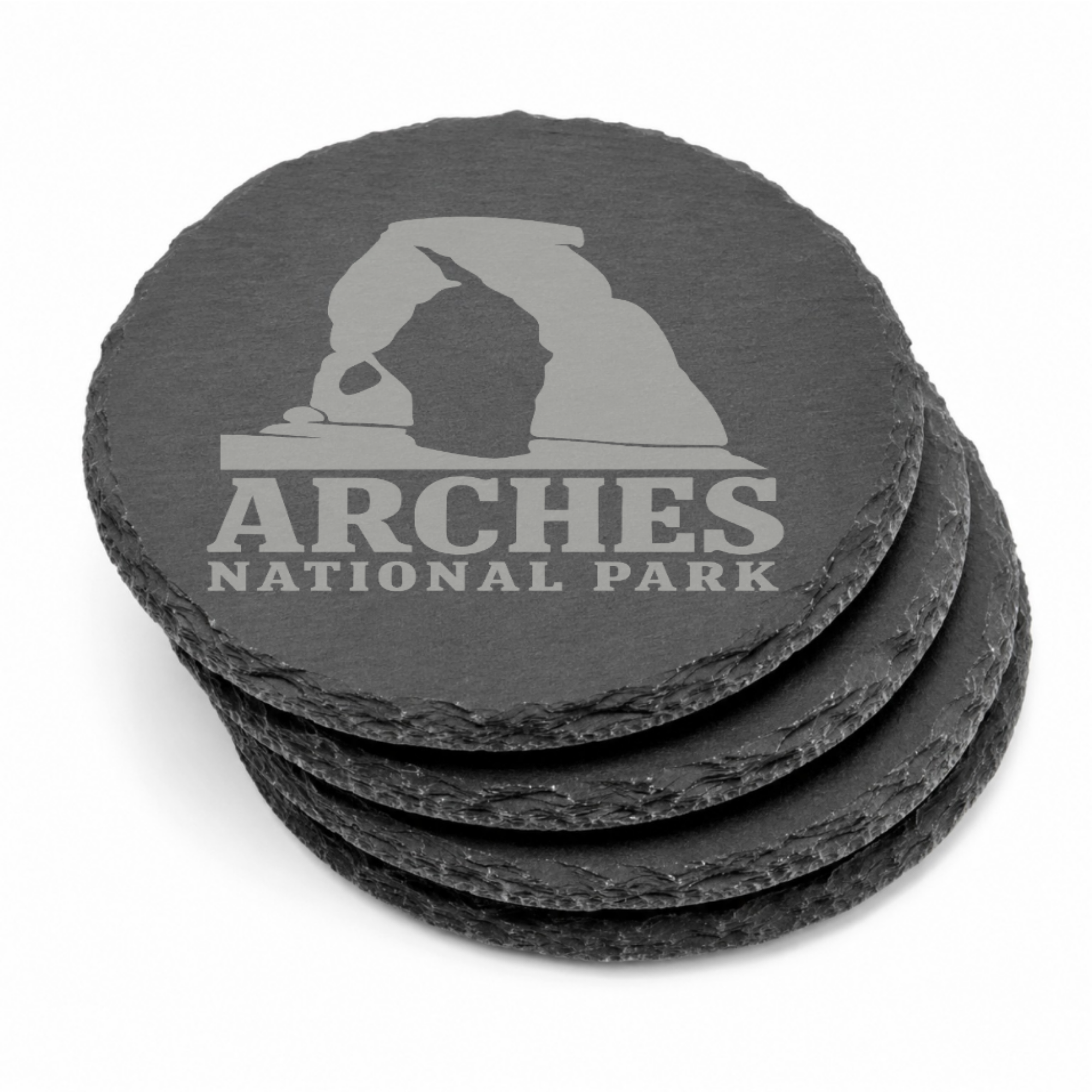 Arches National Park Slate Coaster – Natural Stone Drink Coaster with Trees | Rustic Home Decor | Gift for National Parks — Dandelion Design Co. — SlateStudioMedia:gallery:7 — 0109-ANGN_arches_national_park_slate_coaster_natural_stone_drink_coaster_with_trees_rustic_home_decor_gift_for_national_parks_10_round_stack.png
