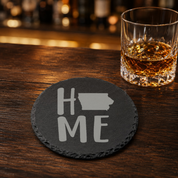 Iowa Slate Coasters 4x4 Laser Engraved Stone Drink Coasters Iowa Home Decor Hawkeye State Established 1846 Gift — Dandelion Design Co. — SlateStudioMedia:gallery:17 — 0109-ISGN_iowa_slate_coasters_4x4_laser_engraved_stone_drink_coasters_iowa_home_decor_hawkeye_state_established_1846_gift_08_round_whiskey_lifestyle.png