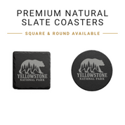 Yellowstone National Park Slate Coaster – Natural Stone Drink Coaster with Bear and Trees | Rustic Home Decor | Gift for National Parks — Dandelion Design Co. — SlateStudioMedia:gallery:10 — 0111-YNGN_yellowstone_national_park_slate_coaster_natural_stone_drink_coaster_with_bear_and_trees_rustic_home_decor_gift_for_national_parks_02_square_round_available.png