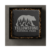 Yellowstone National Park Slate Coaster – Natural Stone Drink Coaster with Bear and Trees | Rustic Home Decor | Gift for National Parks — Dandelion Design Co. — SlateStudioMedia:gallery:4 — 0111-YNGN_yellowstone_national_park_slate_coaster_natural_stone_drink_coaster_with_bear_and_trees_rustic_home_decor_gift_for_national_parks_05_square_gift_box.png