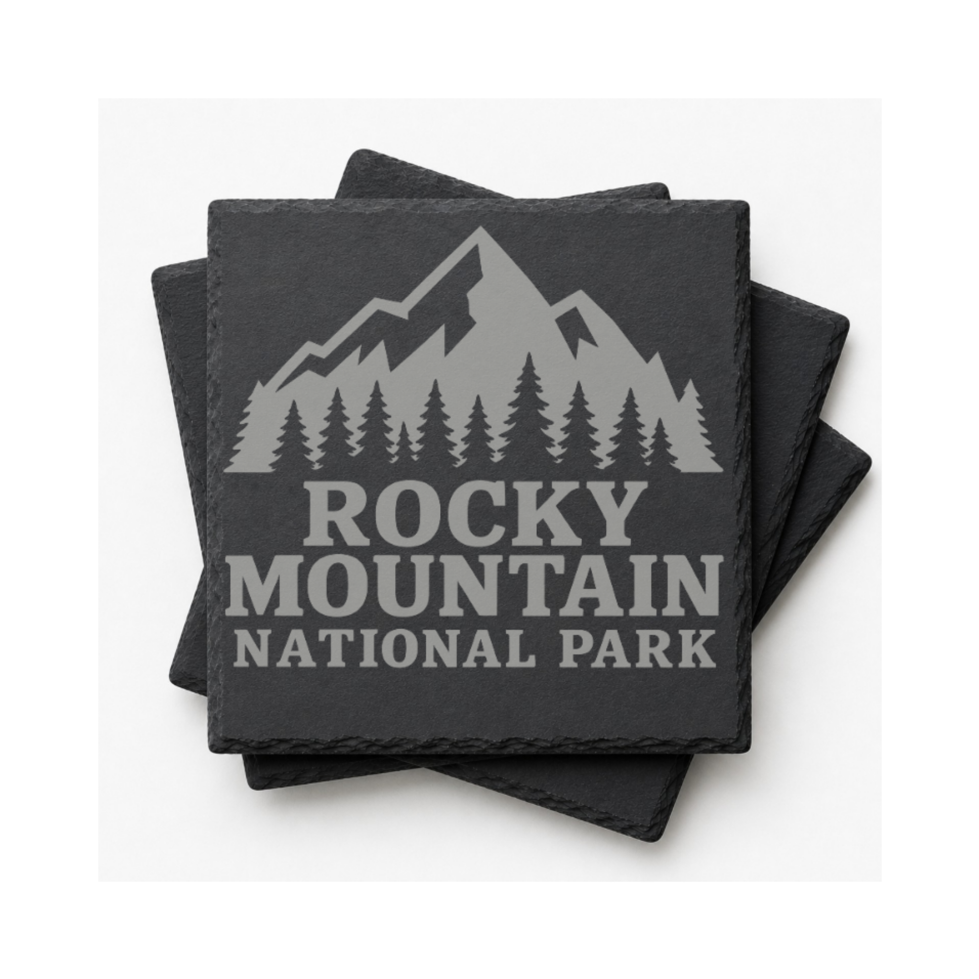 Rocky Mountain National Park Slate Coaster – Natural Stone Drink Coaster with Trees | Rustic Home Decor | Gift for National Parks — Dandelion Design Co. — SlateStudioMedia:gallery:6 — 0112-RMGN_rocky_mountain_national_park_slate_coaster_natural_stone_drink_coaster_with_trees_rustic_home_decor_gift_for_national_parks_09_square_stack.png