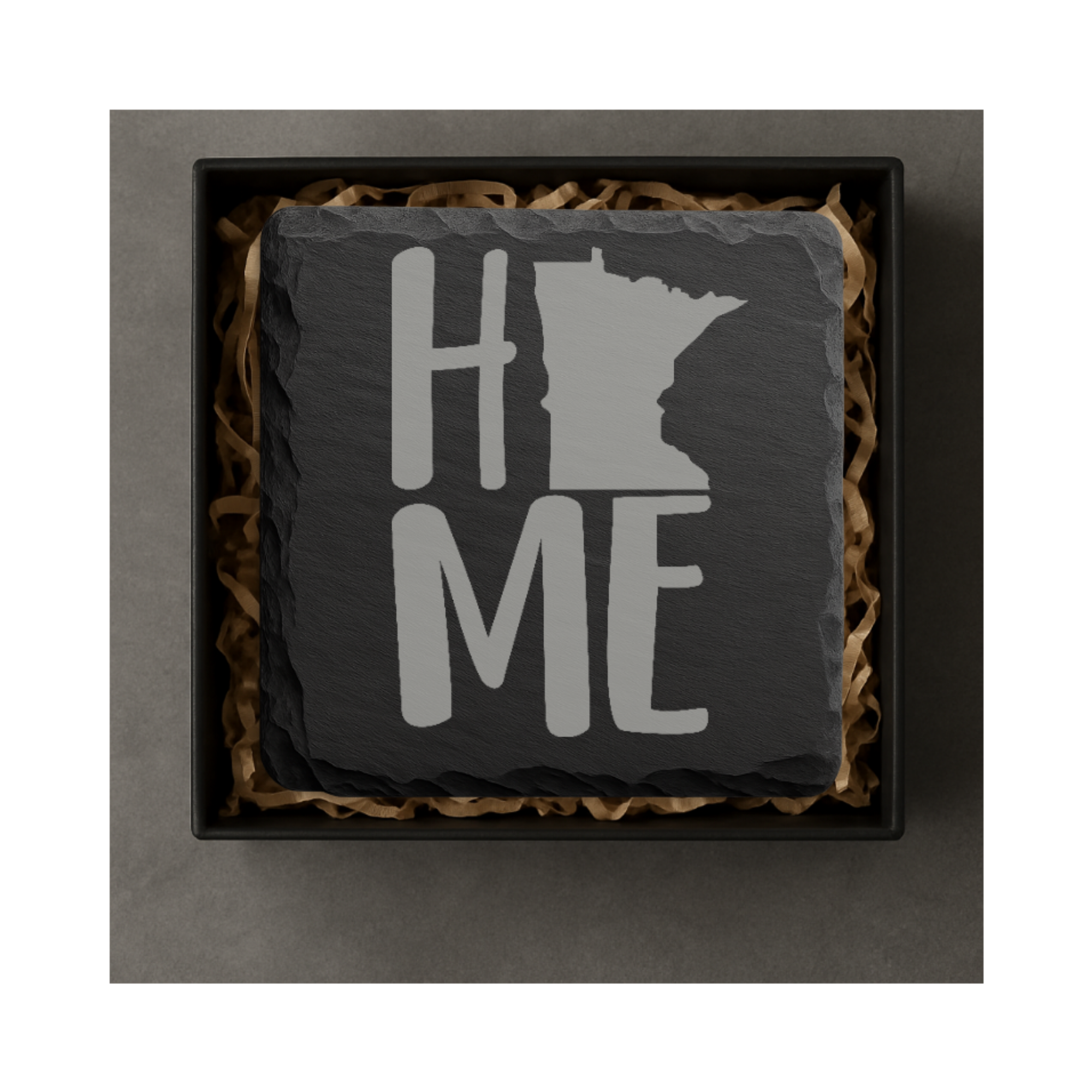 Minnesota Slate Coasters 4x4 Laser Engraved Stone Drink Coasters Minnesota Home Décor North Star State Established 1858 Gift — Dandelion Design Co. — SlateStudioMedia:gallery:8 — 0114-MSGN_minnesota_slate_coasters_4x4_laser_engraved_stone_drink_coasters_minnesota_home_d_cor_north_star_state_established_1858_gift_05_square_gift_box.png