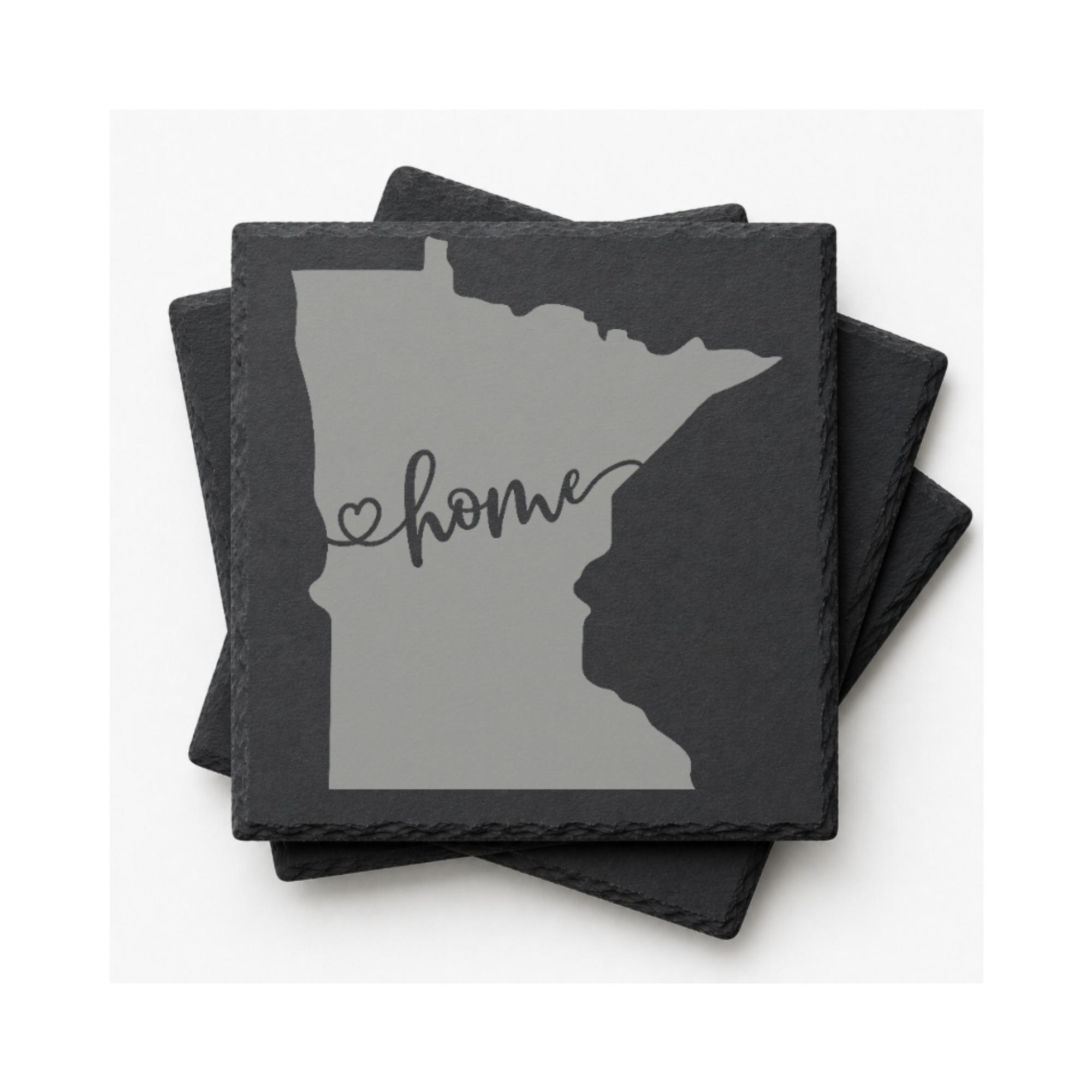 Minnesota Slate Coasters 4x4 Laser Engraved Stone Drink Coasters Minnesota Home Décor North Star State Established 1858 Gift — Dandelion Design Co. — SlateStudioMedia:gallery:12 — 0114-MSGN_minnesota_slate_coasters_4x4_laser_engraved_stone_drink_coasters_minnesota_home_d_cor_north_star_state_established_1858_gift_12_D02_square_stack.png