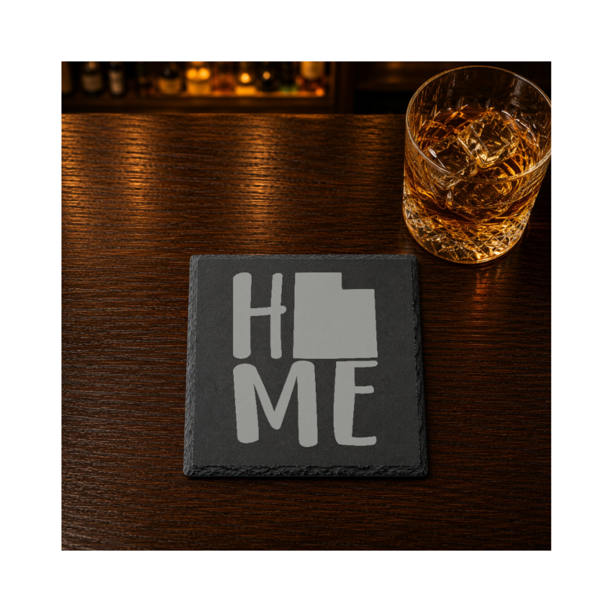 Utah Slate Coasters 4x4 Laser Engraved Stone Drink Coasters Utah Home Décor Beehive State Established 1896 Gift — Dandelion Design Co. — SlateStudioMedia:gallery:16 — 0115-USGN_utah_slate_coasters_4x4_laser_engraved_stone_drink_coasters_utah_home_d_cor_beehive_state_established_1896_gift_07_square_whiskey_lifestyle.png