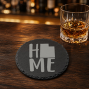Utah Slate Coasters 4x4 Laser Engraved Stone Drink Coasters Utah Home Décor Beehive State Established 1896 Gift — Dandelion Design Co. — SlateStudioMedia:gallery:17 — 0115-USGN_utah_slate_coasters_4x4_laser_engraved_stone_drink_coasters_utah_home_d_cor_beehive_state_established_1896_gift_08_round_whiskey_lifestyle.png