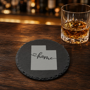 Utah Slate Coasters 4x4 Laser Engraved Stone Drink Coasters Utah Home Décor Beehive State Established 1896 Gift — Dandelion Design Co. — SlateStudioMedia:gallery:19 — 0115-USGN_utah_slate_coasters_4x4_laser_engraved_stone_drink_coasters_utah_home_d_cor_beehive_state_established_1896_gift_16_D02_round_whiskey_lifestyle.png