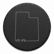 Utah Slate Coasters 4x4 Laser Engraved Stone Drink Coasters Utah Home Décor Beehive State Established 1896 Gift — Dandelion Design Co. — SlateStudioMedia:design%3A3%3Ashape%3Around:7 — 0115-USGN_utah_slate_coasters_4x4_laser_engraved_stone_drink_coasters_utah_home_d_cor_beehive_state_established_1896_gift_20_D03_round_main.png