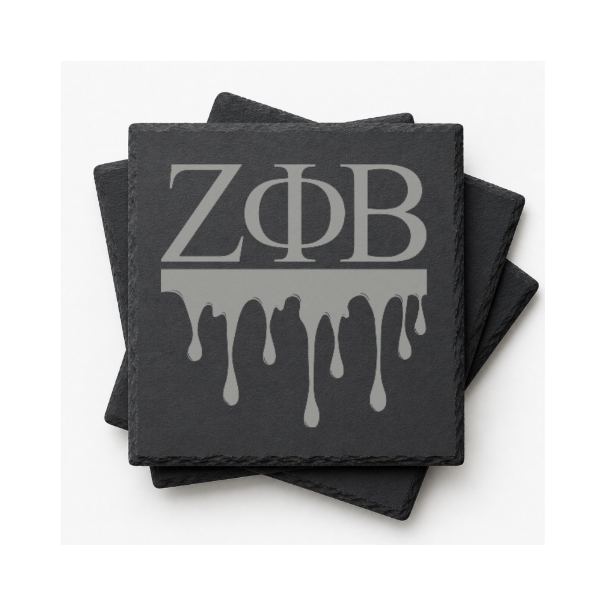 Zeta Phi Beta Sorority Slate Coasters • ZΦB Gift • Founder’s Day Gift • Devastating Diva Gift • Zeta Home Decor • Greek Life Sorority Gift — Dandelion Design Co. — SlateStudioMedia:gallery:16 — 0115-ZPGN_zeta_phi_beta_sorority_slate_coasters_z_b_gift_founder_s_day_gift_devastating_diva_gift_zeta_home_decor_greek_life_sorority_gift_12_D02_square_stack.png