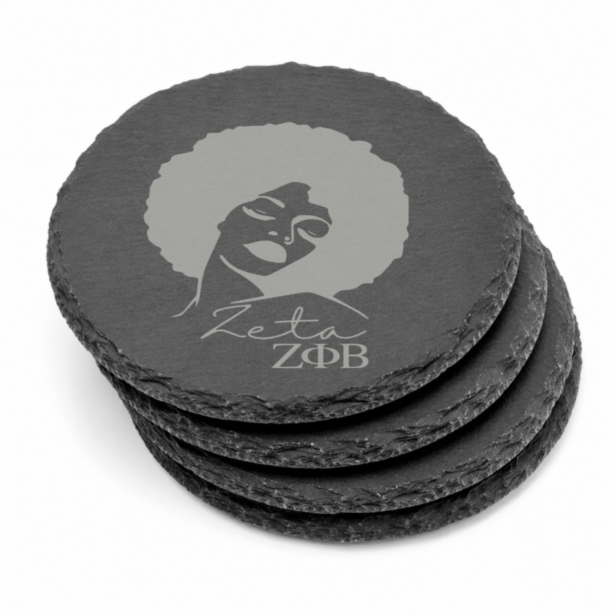 Zeta Phi Beta Sorority Slate Coasters • ZΦB Gift • Founder’s Day Gift • Devastating Diva Gift • Zeta Home Decor • Greek Life Sorority Gift — Dandelion Design Co. — SlateStudioMedia:gallery:21 — 0115-ZPGN_zeta_phi_beta_sorority_slate_coasters_z_b_gift_founder_s_day_gift_devastating_diva_gift_zeta_home_decor_greek_life_sorority_gift_27_D04_round_stack.png
