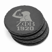 Zeta Phi Beta Sorority Slate Coasters • ZΦB Gift • Founder’s Day Gift • Devastating Diva Gift • Zeta Home Decor • Greek Life Sorority Gift — Dandelion Design Co. — SlateStudioMedia:gallery:23 — 0115-ZPGN_zeta_phi_beta_sorority_slate_coasters_z_b_gift_founder_s_day_gift_devastating_diva_gift_zeta_home_decor_greek_life_sorority_gift_33_D05_round_stack.png