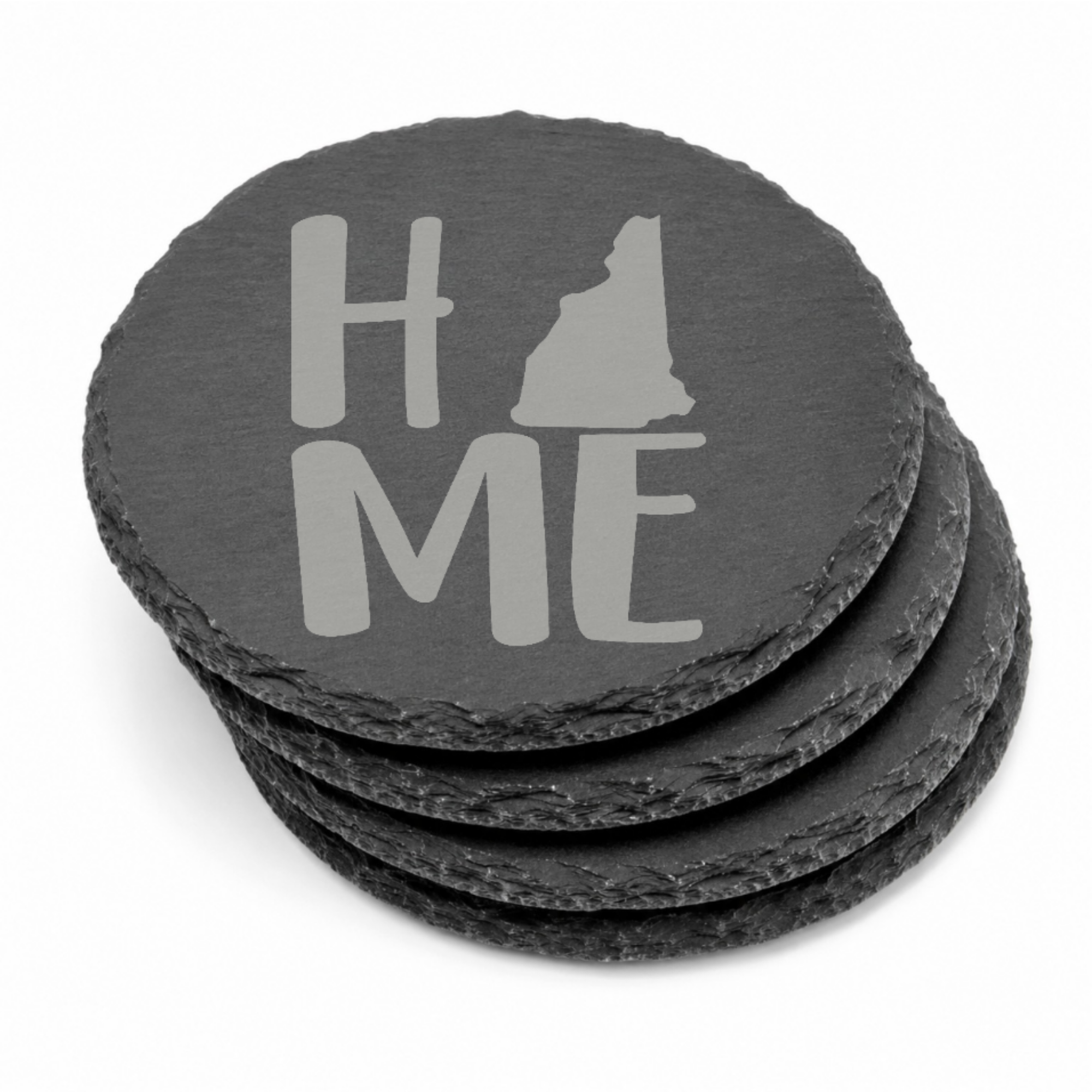 New Hampshire Slate Coasters 4x4 Laser Engraved Stone Drink Coasters New Hampshire Home Décor Granite State Established 1788 Gift — Dandelion Design Co. — SlateStudioMedia:gallery:11 — 0116-NHGN_new_hampshire_slate_coasters_4x4_laser_engraved_stone_drink_coasters_new_hampshire_home_d_cor_granite_state_established_1788_gift_10_round_stack.png