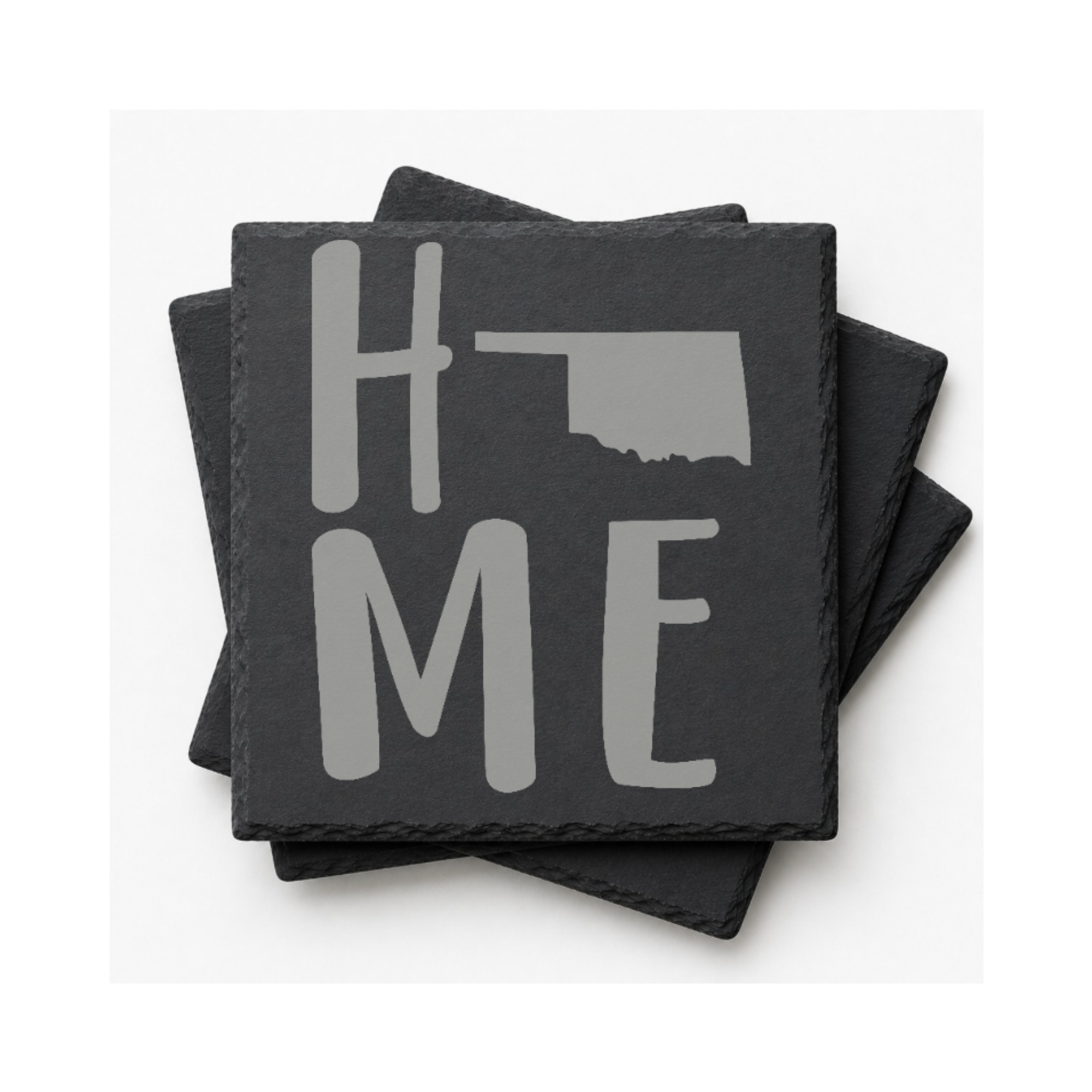 Oklahoma Slate Coaster Set – “The Sooner State” | Laser Engraved Slate | Set of 1, 2, 4, or 8 | Rustic Gift — Dandelion Design Co. — SlateStudioMedia:gallery:12 — 0116-OSGN_oklahoma_slate_coaster_set_the_sooner_state_laser_engraved_slate_set_of_1_2_4_or_8_rustic_gift_09_square_stack.png