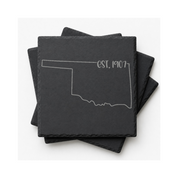 Oklahoma Slate Coaster Set – “The Sooner State” | Laser Engraved Slate | Set of 1, 2, 4, or 8 | Rustic Gift — Dandelion Design Co. — SlateStudioMedia:gallery:16 — 0116-OSGN_oklahoma_slate_coaster_set_the_sooner_state_laser_engraved_slate_set_of_1_2_4_or_8_rustic_gift_18_D03_square_stack.png