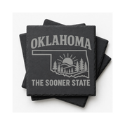 Oklahoma Slate Coaster Set – “The Sooner State” | Laser Engraved Slate | Set of 1, 2, 4, or 8 | Rustic Gift — Dandelion Design Co. — SlateStudioMedia:gallery:18 — 0116-OSGN_oklahoma_slate_coaster_set_the_sooner_state_laser_engraved_slate_set_of_1_2_4_or_8_rustic_gift_24_D04_square_stack.png