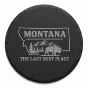 Montana Slate Coasters 4x4 Laser Engraved Stone Drink Coasters Montana Home Décor Treasure State Established 1889 Gift — Dandelion Design Co. — SlateStudioMedia:design%3A4%3Ashape%3Around:9 — 0117-MSGN_montana_slate_coasters_4x4_laser_engraved_stone_drink_coasters_montana_home_d_cor_treasure_state_established_1889_gift_26_D04_round_main.png