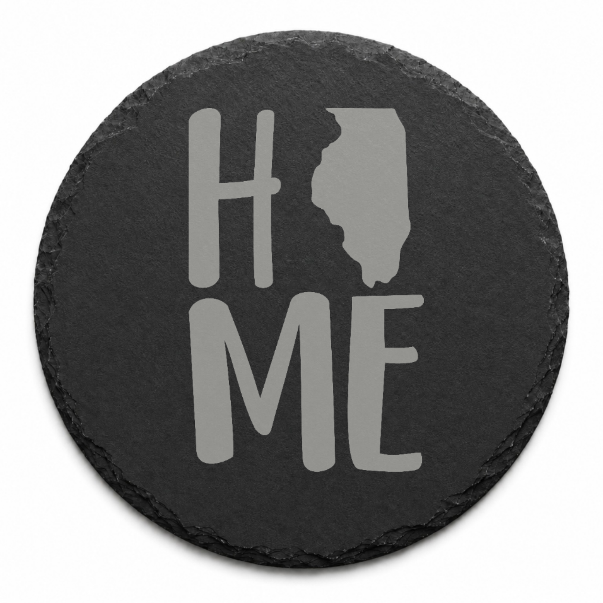 Illinois Slate Coasters 4x4 Laser Engraved Stone Drink Coasters Illinois Home Decor Prairie State Established 1818 Gift — Dandelion Design Co. — SlateStudioMedia:design%3A1%3Ashape%3Around:5 — 0118-ISGN_illinois_slate_coasters_4x4_laser_engraved_stone_drink_coasters_illinois_home_decor_prairie_state_established_1818_gift_04_round_main.png
