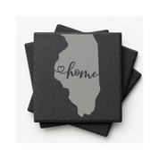 Illinois Slate Coasters 4x4 Laser Engraved Stone Drink Coasters Illinois Home Decor Prairie State Established 1818 Gift — Dandelion Design Co. — SlateStudioMedia:gallery:12 — 0118-ISGN_illinois_slate_coasters_4x4_laser_engraved_stone_drink_coasters_illinois_home_decor_prairie_state_established_1818_gift_12_D02_square_stack.png