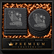 California Slate Coaster - Laser Etched State Design with Golden Gate Bridge, Bear & Sun - Handcrafted Home Decor Gift — Dandelion Design Co. — SlateStudioMedia:hero:1 — 0119-CSGN_california_slate_coaster_laser_etched_state_design_with_golden_gate_bridge_bear_sun_handcrafted_home_decor_gift_01_square_round_gift_hero.png