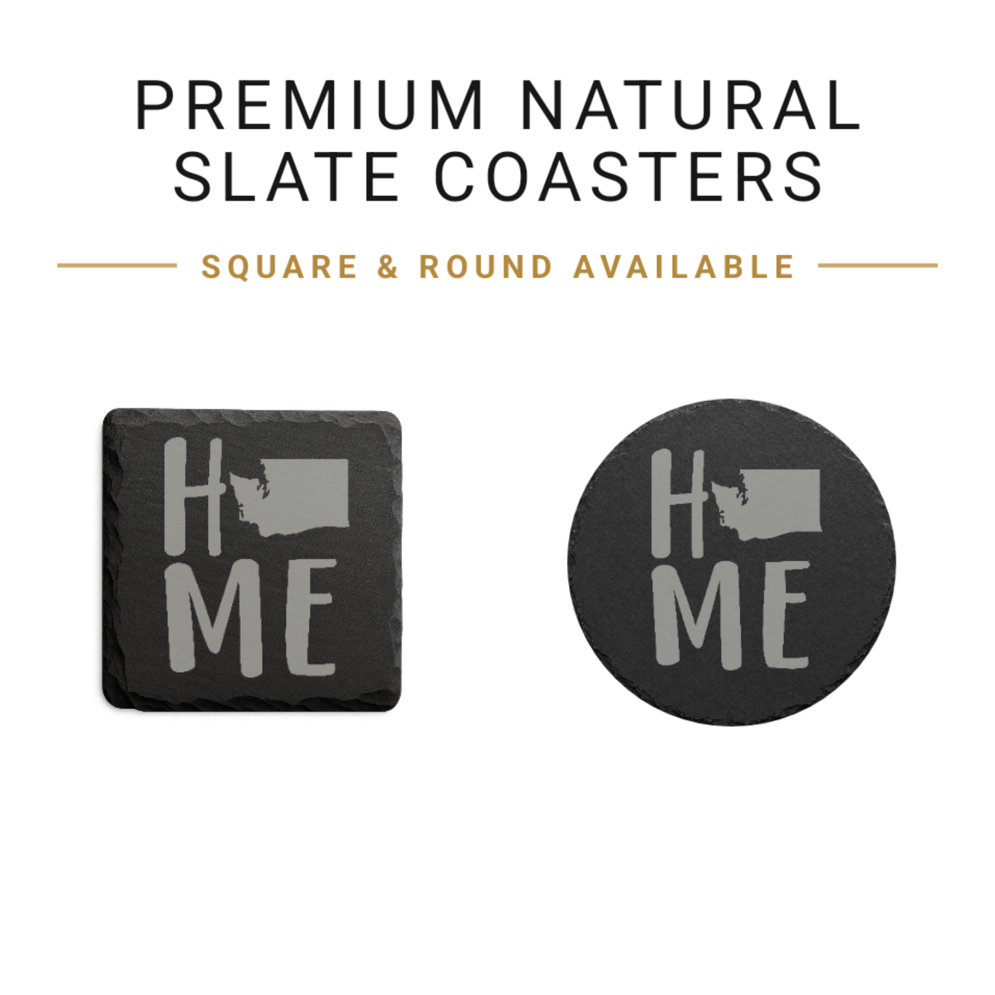 Washington Slate Coasters 4x4 Laser Engraved Stone Drink Coasters Washington Home Décor Evergreen State Established 1889 Gift — Dandelion Design Co. — SlateStudioMedia:gallery:28 — 0120-WSGN_washington_slate_coasters_4x4_laser_engraved_stone_drink_coasters_washington_home_d_cor_evergreen_state_established_1889_gift_02_square_round_available.png