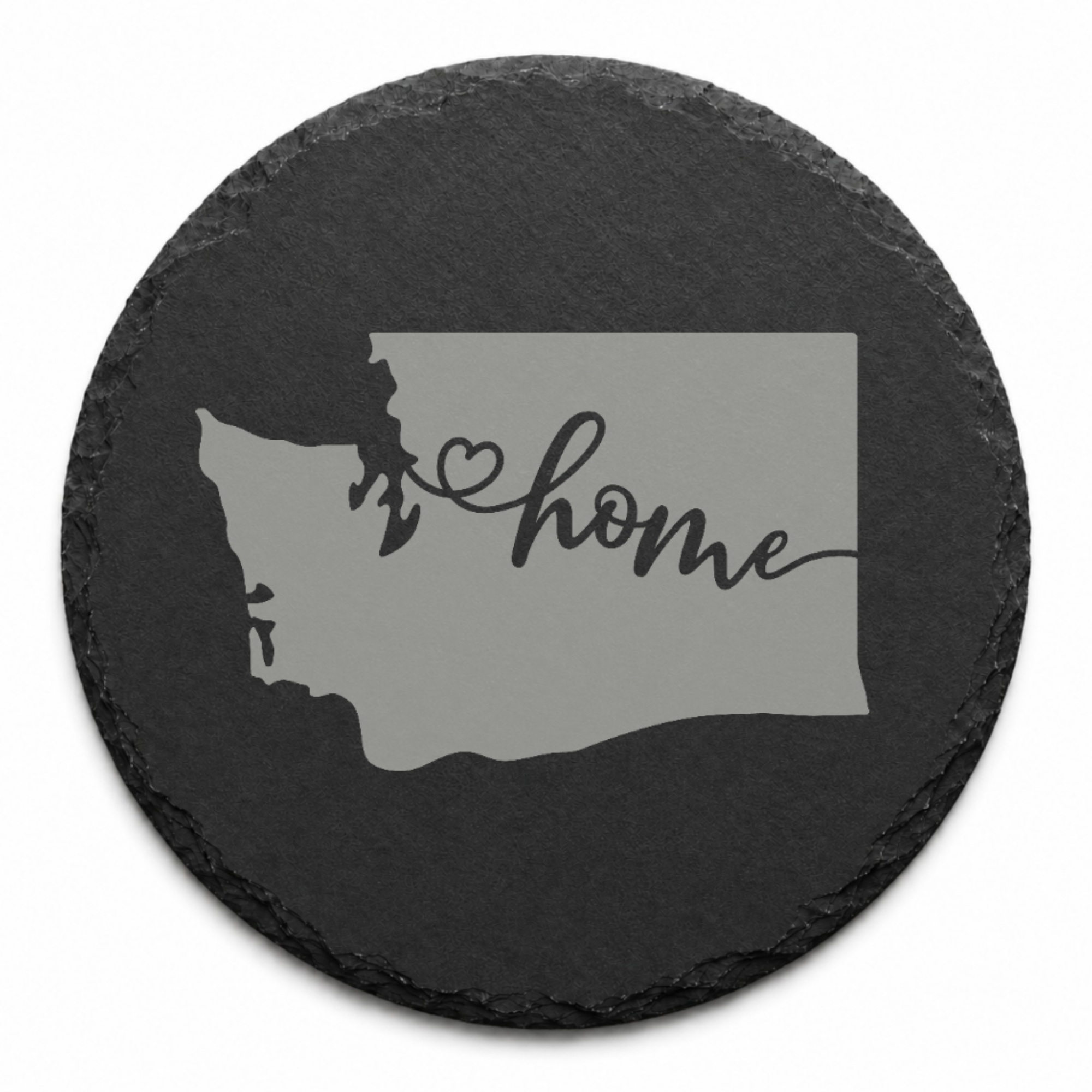 Washington Slate Coasters 4x4 Laser Engraved Stone Drink Coasters Washington Home Décor Evergreen State Established 1889 Gift — Dandelion Design Co. — SlateStudioMedia:design%3A2%3Ashape%3Around:7 — 0120-WSGN_washington_slate_coasters_4x4_laser_engraved_stone_drink_coasters_washington_home_d_cor_evergreen_state_established_1889_gift_14_D02_round_main.png