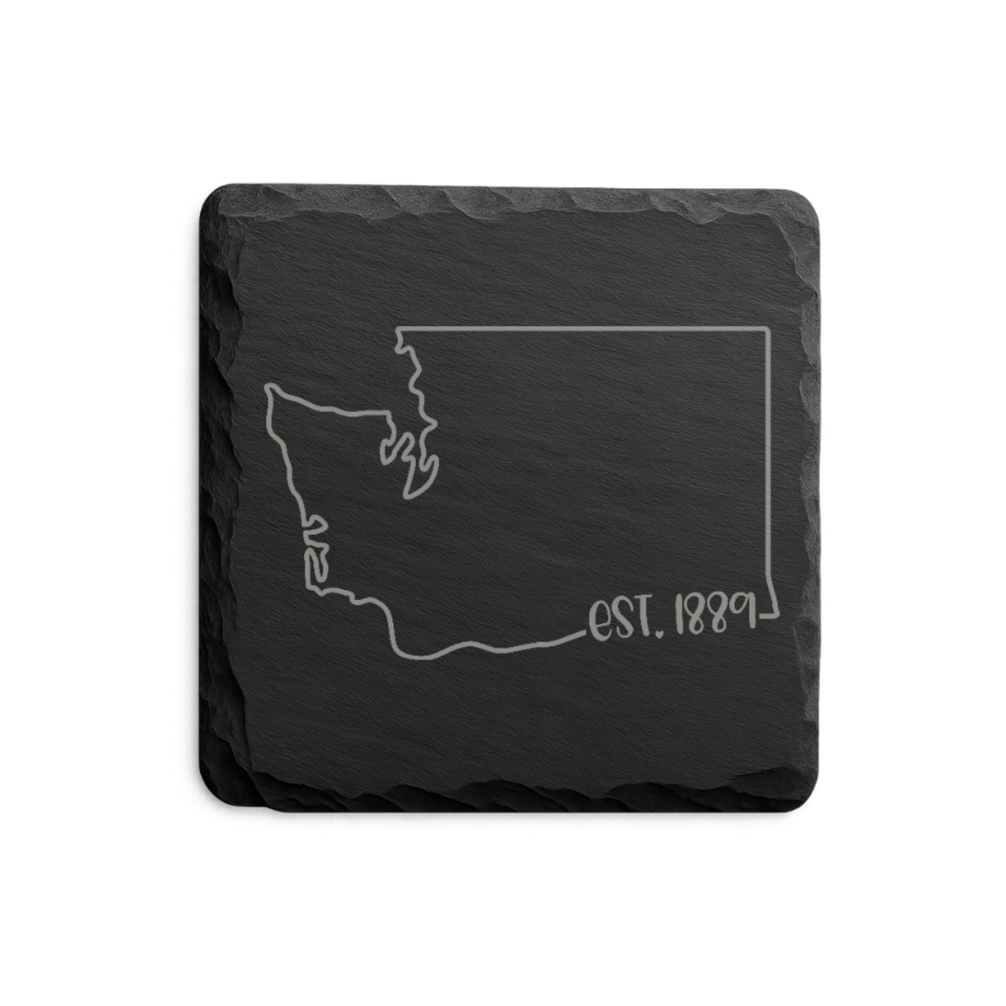 Washington Slate Coasters 4x4 Laser Engraved Stone Drink Coasters Washington Home Décor Evergreen State Established 1889 Gift — Dandelion Design Co. — SlateStudioMedia:design%3A3%3Ashape%3Asquare:4 — 0120-WSGN_washington_slate_coasters_4x4_laser_engraved_stone_drink_coasters_washington_home_d_cor_evergreen_state_established_1889_gift_17_D03_square_main.png