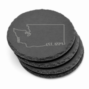 Washington Slate Coasters 4x4 Laser Engraved Stone Drink Coasters Washington Home Décor Evergreen State Established 1889 Gift — Dandelion Design Co. — SlateStudioMedia:gallery:17 — 0120-WSGN_washington_slate_coasters_4x4_laser_engraved_stone_drink_coasters_washington_home_d_cor_evergreen_state_established_1889_gift_21_D03_round_stack.png