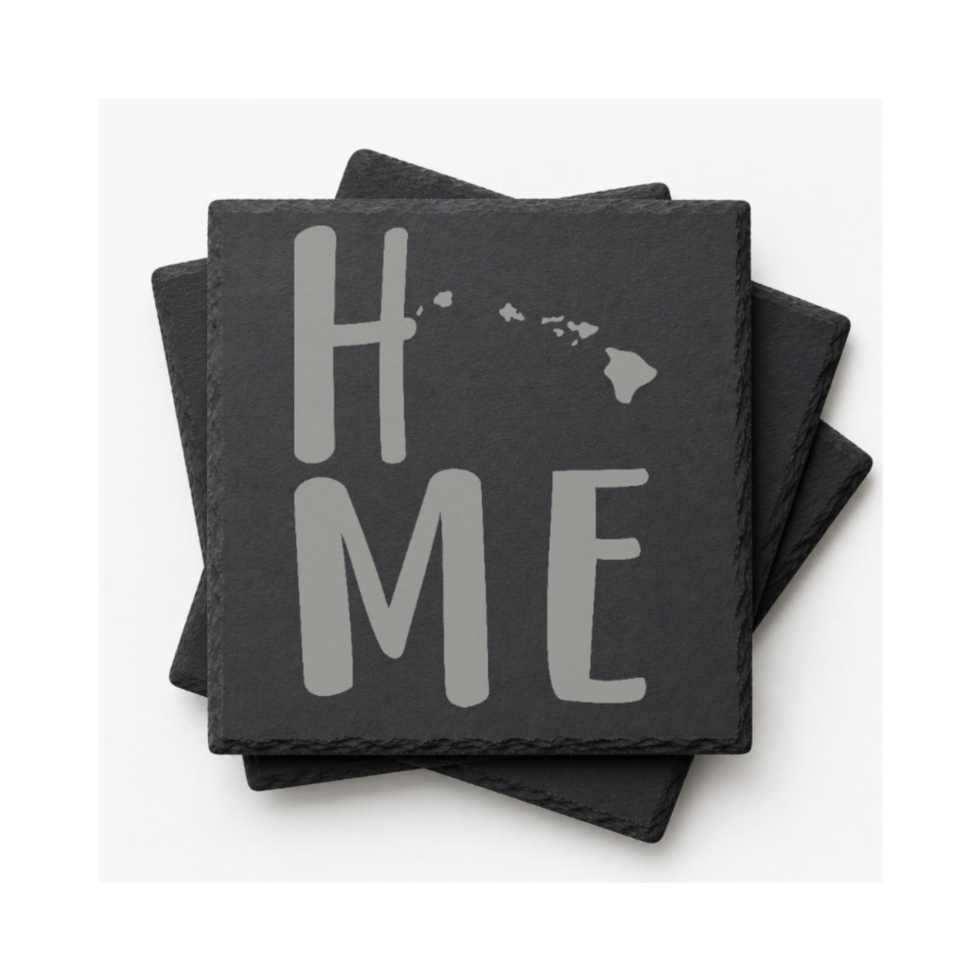 Hawaii Slate Coasters 4x4 Laser Engraved Stone Drink Coasters Hawaii Home Decor Aloha State Established 1959 Gift — Dandelion Design Co. — SlateStudioMedia:gallery:10 — 0121-HSGN_hawaii_slate_coasters_4x4_laser_engraved_stone_drink_coasters_hawaii_home_decor_aloha_state_established_1959_gift_09_square_stack.png