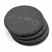 Hawaii Slate Coasters 4x4 Laser Engraved Stone Drink Coasters Hawaii Home Decor Aloha State Established 1959 Gift — Dandelion Design Co. — SlateStudioMedia:gallery:13 — 0121-HSGN_hawaii_slate_coasters_4x4_laser_engraved_stone_drink_coasters_hawaii_home_decor_aloha_state_established_1959_gift_15_D02_round_stack.png
