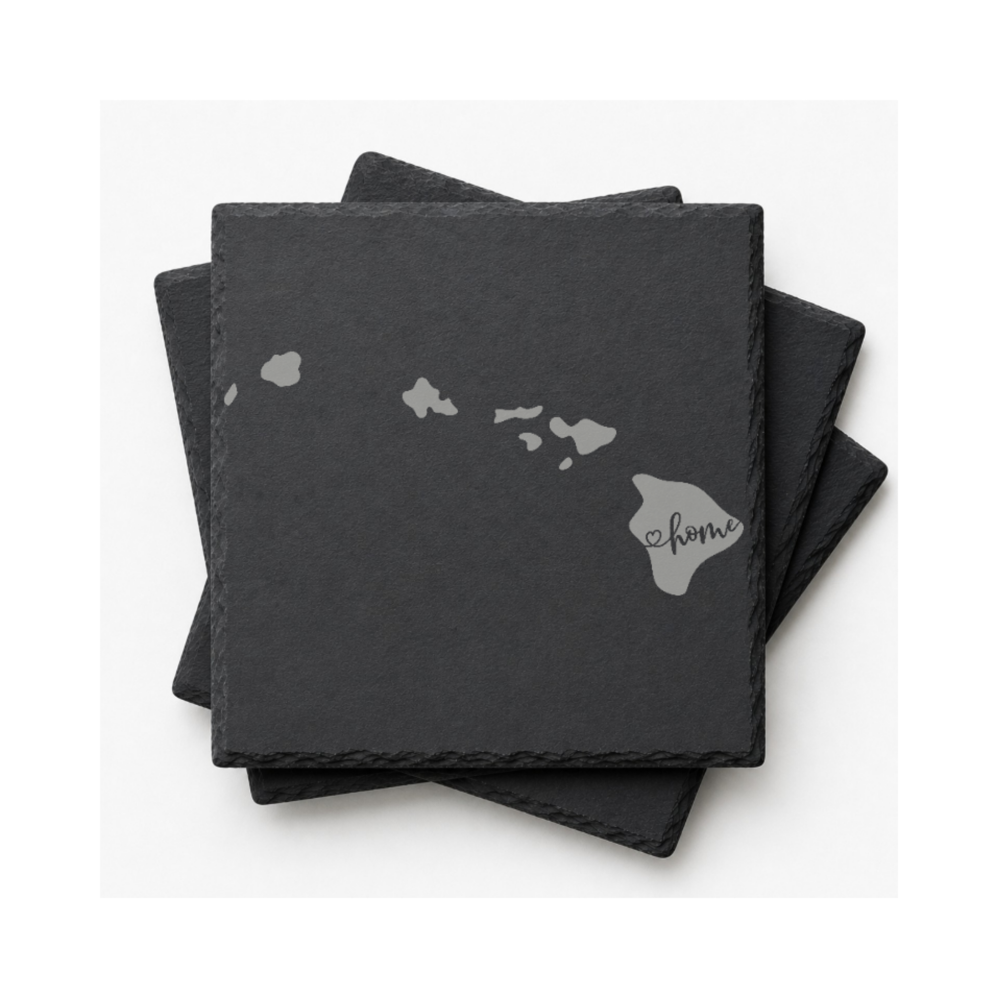 Hawaii Slate Coasters 4x4 Laser Engraved Stone Drink Coasters Hawaii Home Decor Aloha State Established 1959 Gift — Dandelion Design Co. — SlateStudioMedia:gallery:14 — 0121-HSGN_hawaii_slate_coasters_4x4_laser_engraved_stone_drink_coasters_hawaii_home_decor_aloha_state_established_1959_gift_18_D03_square_stack.png
