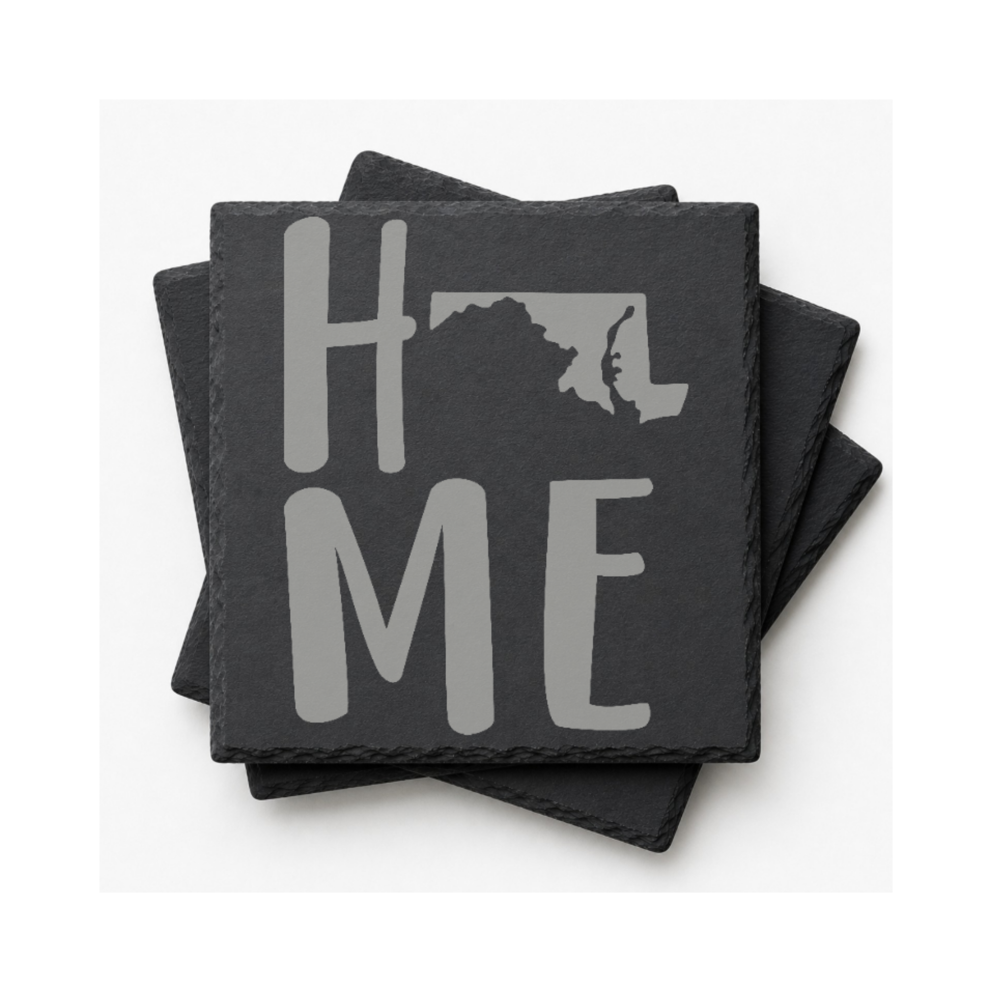 Maryland Slate Coasters 4x4 Laser Engraved Stone Drink Coasters Maryland Home Décor Old Line State Established 1788 Gift — Dandelion Design Co. — SlateStudioMedia:gallery:10 — 0123-MSGN_maryland_slate_coasters_4x4_laser_engraved_stone_drink_coasters_maryland_home_d_cor_old_line_state_established_1788_gift_09_square_stack.png