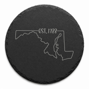 Maryland Slate Coasters 4x4 Laser Engraved Stone Drink Coasters Maryland Home Décor Old Line State Established 1788 Gift — Dandelion Design Co. — SlateStudioMedia:design%3A3%3Ashape%3Around:7 — 0123-MSGN_maryland_slate_coasters_4x4_laser_engraved_stone_drink_coasters_maryland_home_d_cor_old_line_state_established_1788_gift_20_D03_round_main.png