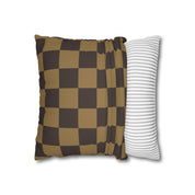 Checker Board Pattern Square Pillow Case - Brown and Caramel Spun Polyester Square Pillow - Home Décor - Couch Pillows - Modern Pattern