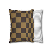 Checker Board Pattern Square Pillow Case - Brown and Caramel Spun Polyester Square Pillow - Home Décor - Couch Pillows - Modern Pattern