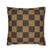 Checker Board Pattern Square Pillow Case - Brown and Caramel Spun Polyester Square Pillow - Home Décor - Couch Pillows - Modern Pattern