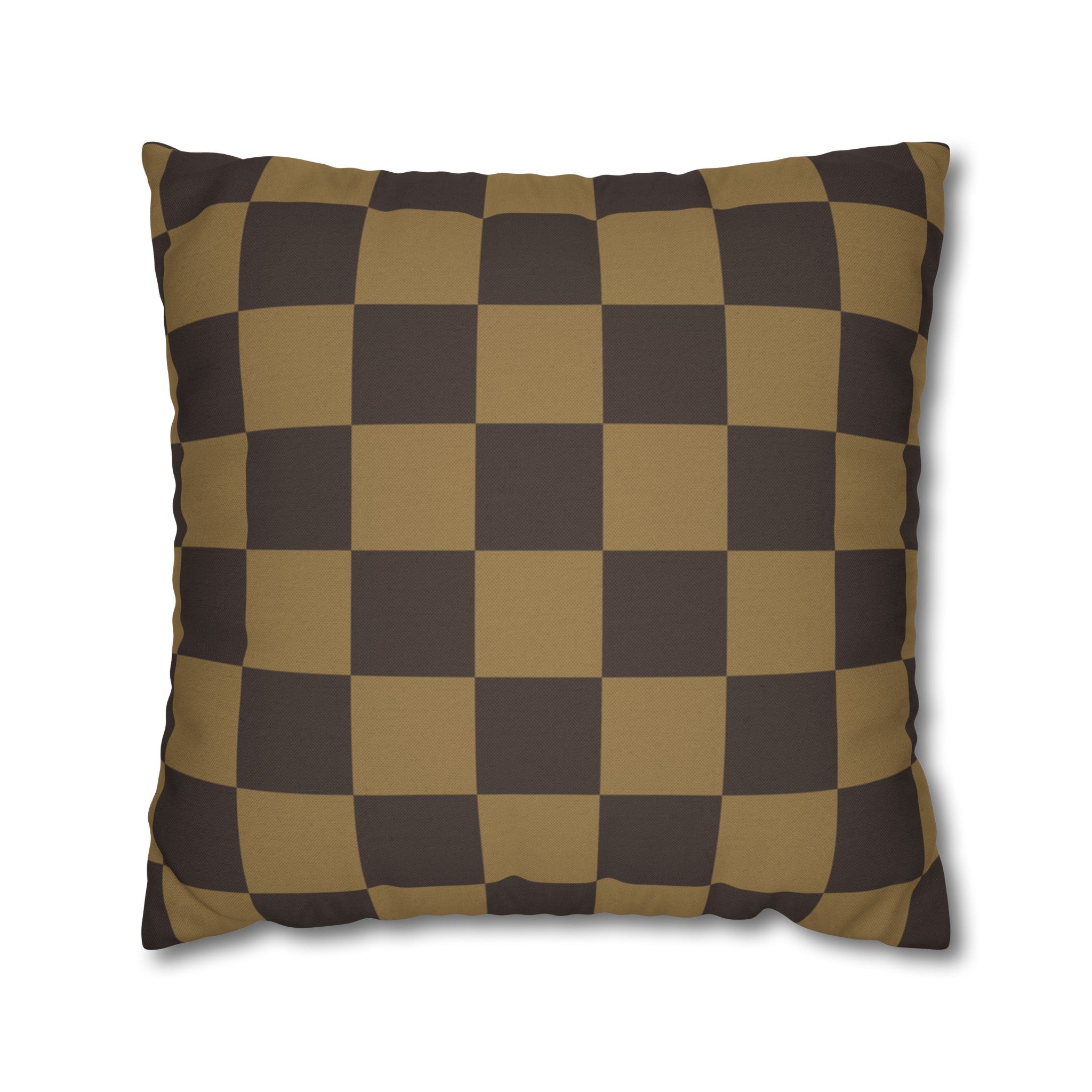 Checker Board Pattern Square Pillow Case - Brown and Caramel Spun Polyester Square Pillow - Home Décor - Couch Pillows - Modern Pattern