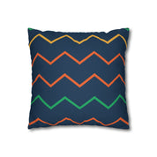 Blue Zig Zag Pattern Square Pillow Cover - Spun Polyester Square Pillow - Home Decor - Couch Pillows - Wave Design - Modern Pattern