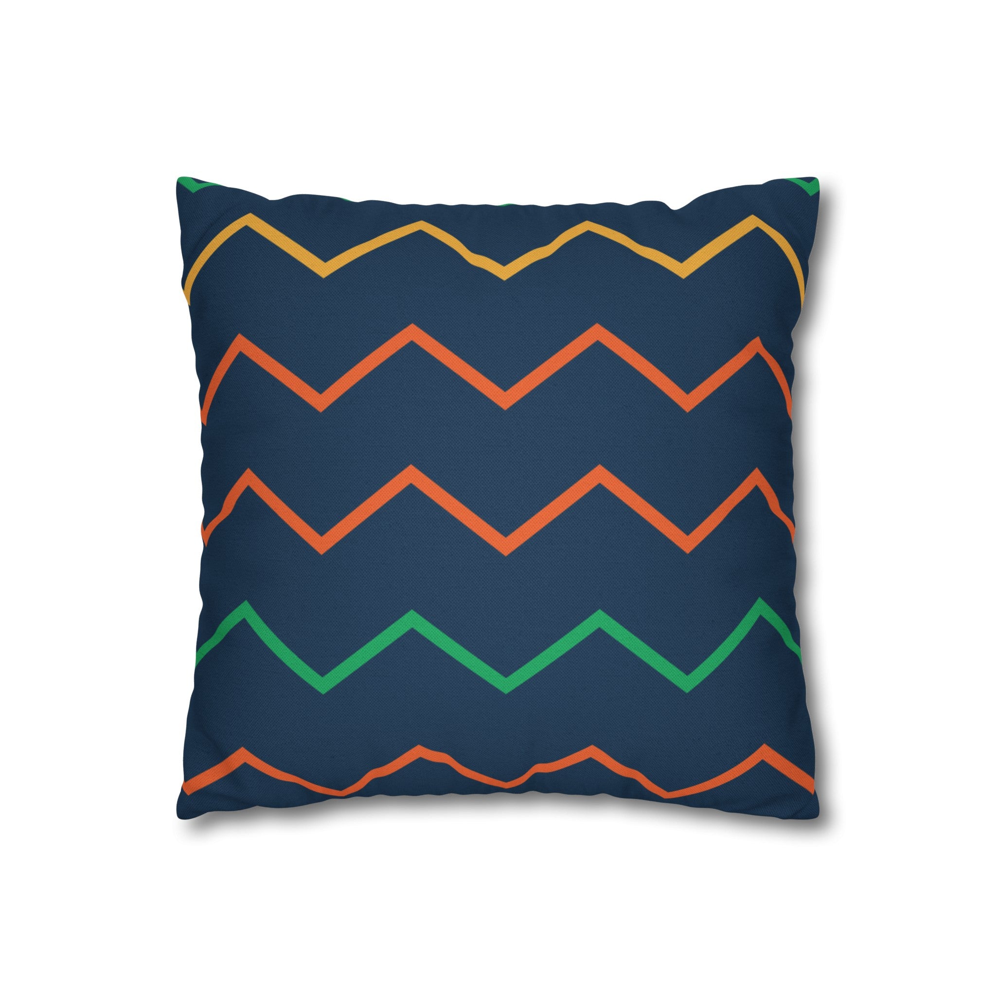 Blue Zig Zag Pattern Square Pillow Cover - Spun Polyester Square Pillow - Home Decor - Couch Pillows - Wave Design - Modern Pattern