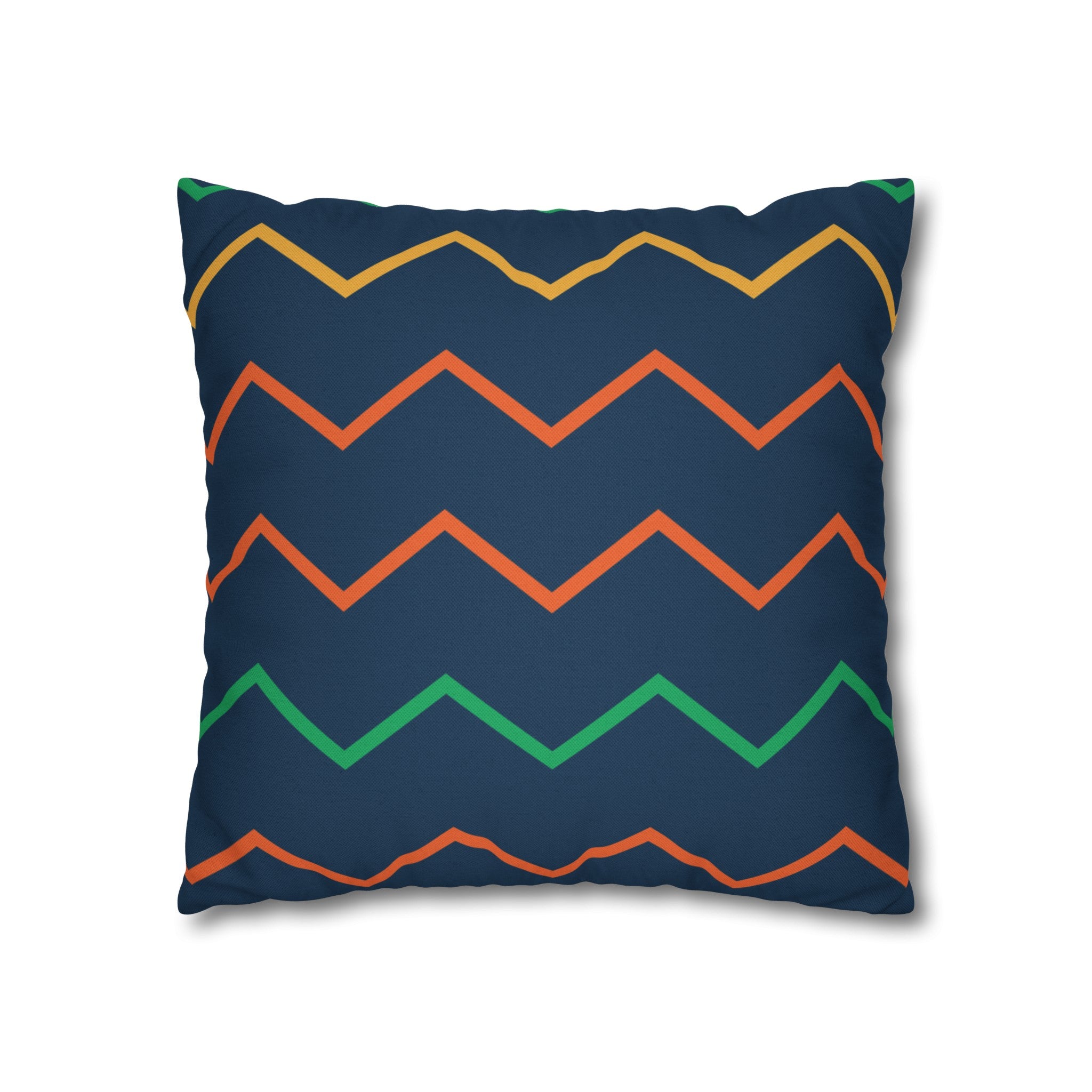 Blue Zig Zag Pattern Square Pillow Cover - Spun Polyester Square Pillow - Home Decor - Couch Pillows - Wave Design - Modern Pattern