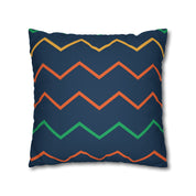 Blue Zig Zag Pattern Square Pillow Cover - Spun Polyester Square Pillow - Home Decor - Couch Pillows - Wave Design - Modern Pattern